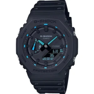 Relógio casio g-shock ga-2100-1a2dr *serie neon accent correia preto bisel fundo