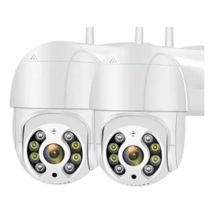 Kit 2 câmeras de segurança icsee a8 ptz wi-fi com visão noturna para exterior e interior