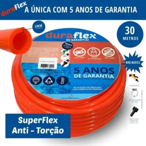 Mangueira de jardim 30mts duraflex reforçada ultra resistente laranja siliconada antidobra