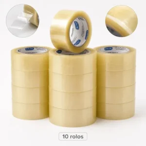 Fita adesiva transparente 45mm x 100m kit 10 rolos para embalagens