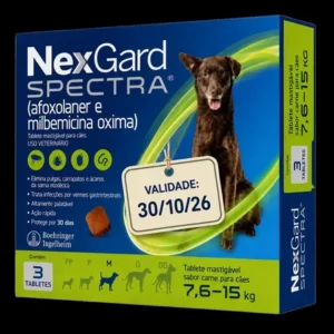 Nexgard spectra 3 tabletes para cães 7,6 a 15 kg contra pulgas, carrapatos e vermes intestinais