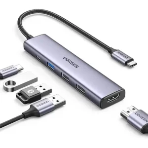Hub 5 em 1 ugreen usb-c para 3* usb + hdmi 4k tipo-c 100w