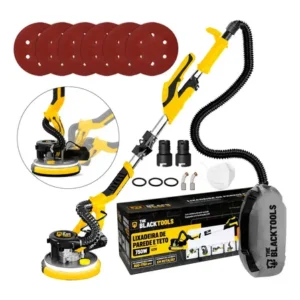 Lixadeira teto e parede telescópica profissional com led saco coletor the black tools btl750 750w