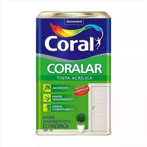 Latex acrílica tinta coral anti mofo branco 18l coralar fosco