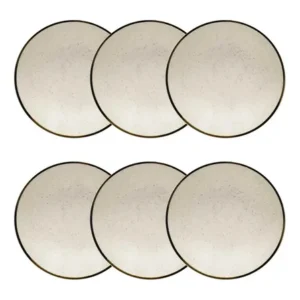 Jogo 6 pratos fundos rustico brisa 20,5cm oxford porcelanas