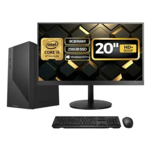 Computador completo top intel core i5 4570, 8gb ram, ssd 256gb, bivolt, monitor 20" led 75hz, preto - bluepc cd2e-0110to