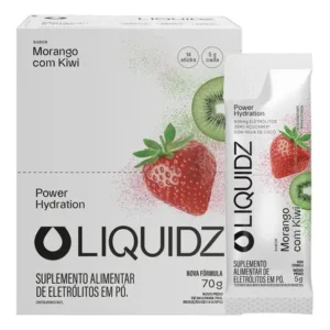 Liquidz® - eletrólitos zero açúcares sabor morango com kiwi kit 1 caixa 14 sachês
