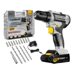 Parafusadeira furadeira gradiente gpb12v 3/8 a bateria cor cinza frequência 60hz
