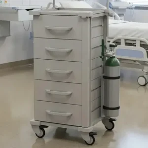 Carrinho de emergência hospitalar mad.u extra 385 5 gavetas rodas alta performance