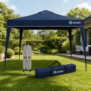 Tenda gazebo sanfonada articulada luvinco 3x3m azul impermeável resistente proteção ao ar livre camping praia eventos montagem prática estrutura durável