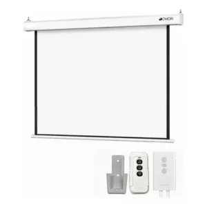 Tela de projeção retratil elétrica - ponto br shop 84 polegadas c/ controle remoto automação alexa igreja matte white hd profissional premium
