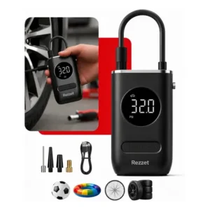 Mini compressor digital portátil para carro moto e bicicleta com calibrador inflador elétrico de pneus lcd lanterna led compacto recarregável preto marca simake