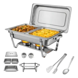 Rechaud retangular 11 litros com 2 cubas 1/2 banho maria gourmet self service buffet festa