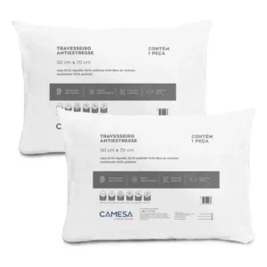 Kit 2 travesseiros antiestresse carbono 50x70cm camesa
