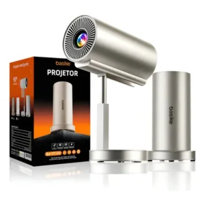 Projetor basike inteligente telescópico com wi-fi e bluetooth, full hd 4k para cinema jogos