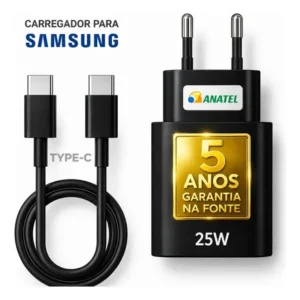 Carregador super rápido 25w para samsung galaxy s24 s23 s22 s21 s20 fe ultra motorola m22 m31 m32 m62 m63 m64 g15 xiaomi redmi note 12 13 14 15 lg - fast cabo blindado tipo usb c -dtimp