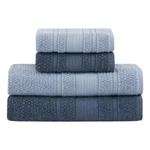 Jogo de toalhas buddemeyer bella extra soft banho 4 peças azul claro/azul marinho