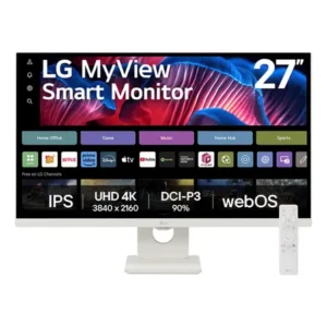 Monitor lg myview smart - tela ips 27", webos, thinq home, air play, screen share, bluetooth, – 27sr73u-w