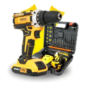 Parafusadeira furadeira sem fio 2 baterias 340w 1550 rpm cor amarelo
