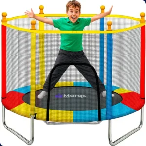 Cama elástica infantil pula-pula trampolim 1,4m com tela de proteção e estrutura reforçada para crianças marqs home