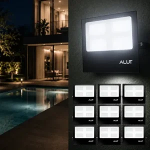 Kit 10 refletor led slim externo 200w 6500k branco frio ip66 110v/220v bivolt preto cod: alut000702-10 alut by avant