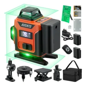 Nivel laser verde profissional 16 linhas 4d 360° autonivelante com tela digital + 2 bateria controle suporte avento