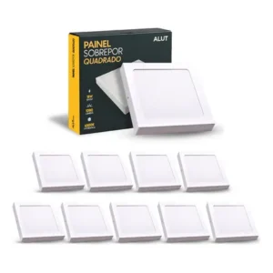 Kit 10 painel led plafon easy 18w 6500k branco frio bivolt sobrepor quadrado cod: alut000505-10 alut by avant