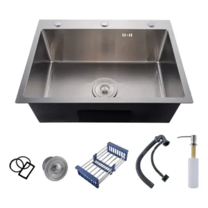 Cuba pia cozinha gourmet inox 304 luxo 60x45x21cm de com acessórios cor acabamento escovado prata winda prateado
