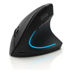 Mouse vertical ergonômico sem fio recarregável bluetooth e usb 2.4g – rgb, silencioso, dpi ajustável, reduz tensão no pulso, portátil confortável compatível com notebook, pc, windows mac - apfer