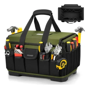 Bolsa de ferramentas profissional para eletricista masculina, maleta pesada com 46 compartimentos, fundo reforçado e bolso impermeável, resistente a rasgos à água, porta cartões, ytonet verde