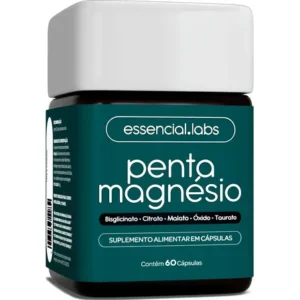Penta magnésio - bisglicinato + dimalato citrato taurato óxido de a combinação perfeita 5 magnésios com máxima pureza e biodisponibilidade 60 cápsulas