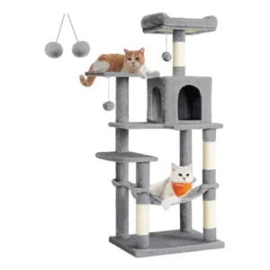 Feandrea cat tree, tower, raspadores cinza claro