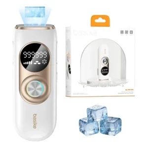 Depilador a laser de luz pulsada ipl profissional 9 níveis ajuste, sensacao gelo indolor depilacao definitiva, unissex para bivolt dep portatil, corpo todo basike