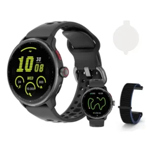 Relógio inteligente gps smartwatch amoled 3atm sport caixa preto