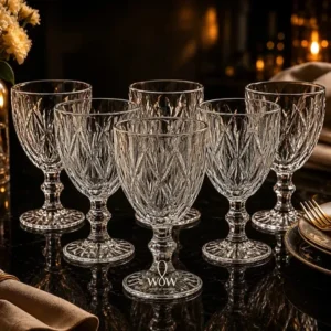 Jogo de 6 taças vidro diamond cristal 330ml peças wow world of wonders