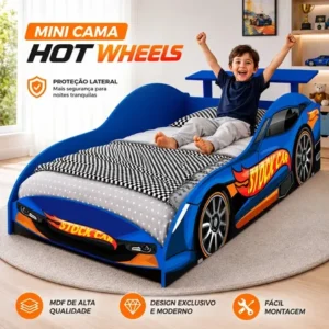 Cama solteiro stockcar azul meninos montessori bela magazine