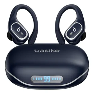 Basike fone de ouvido bluetooth 6.0 esportivo sem fio gancho intra-auricular,estéreo,com display led, tws, ipx5, enc, suporta chamadas voz, compatível android e ios, cor azul