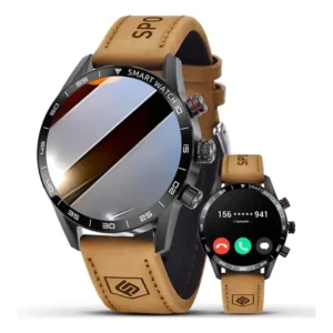 Foxbox relógio inteligente homens smartwatches chamada bluetooth preto couro marrom whatsapp mensagens notificações