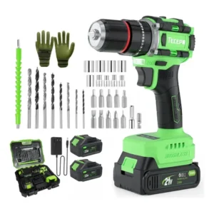 Furadeira parafusadeira brushless com 2 baterias ah tecepo verde-limão 60hz