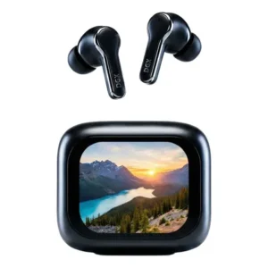Fone de ouvido sem fio bluetooth anc e enc earphone dgx cancelamento ruído smart case com tela touchscreen