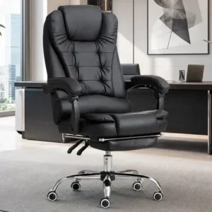 Cadeira de escritorio sweet studio presidente ajustável preta couro sintético