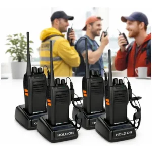 Kit 4 radio walk talk comunicador 16 ch 12km baofeng 777 ht cor preto hold on