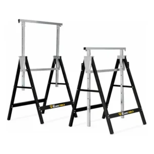 Par cavalete andaime telescópico dobrável portátil de aço altura regulável 80x1.30m peso 200kg bsu1000 the black tools