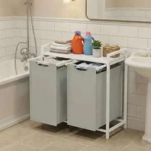 Cesto de roupa suja duplo com bolsas removíveis branco