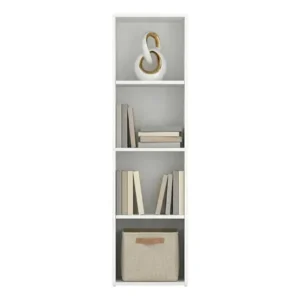 Estante de livros modular, prateleira expositora com 5 níveis, compartimentos abertos, escritório, sala, branco