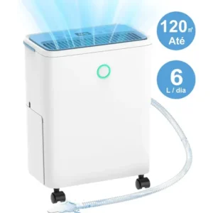 Desumidificador freshdew compressor 6 l por dia silencioso com drenagem contínua
