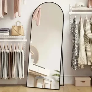 Songmics espelho de chão corpo inteiro em arco 165x60cm, grande com suporte para quarto, closet e sala
