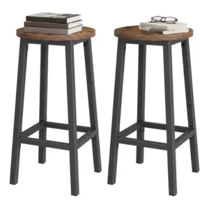 Vasagle conjunto 2 banquetas cozinha metal marrom preto galvanizado