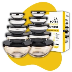 Conjunto 10 potes vidro organizadores de cozinha multiuso transparente