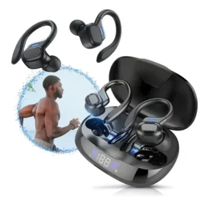Fone de ouvido bluetooth 5.3 tws sem fio esportivo compatível com iphone samsung xiaomi motorola gancho premium kapbom preto